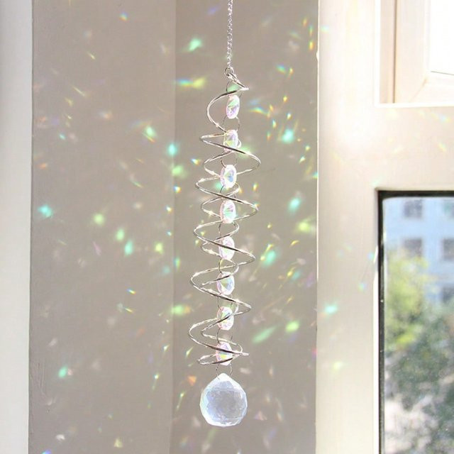 MTMA Kristall Sonnenfänger Weiß Bunter Regenbogen Windspiel aus Glas mit geometrischem Design zum Aufhängen - Bild 1