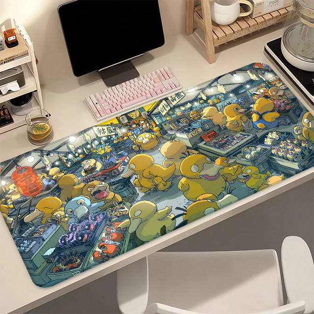 Bandai Kawaii Pokemon Psyduck Gaming-Mauspad XXL, rutschfeste Schreibtischunterlage für PC und Laptop, Multicolor, B: 90 cm, T: 40 cm - Bild 1
