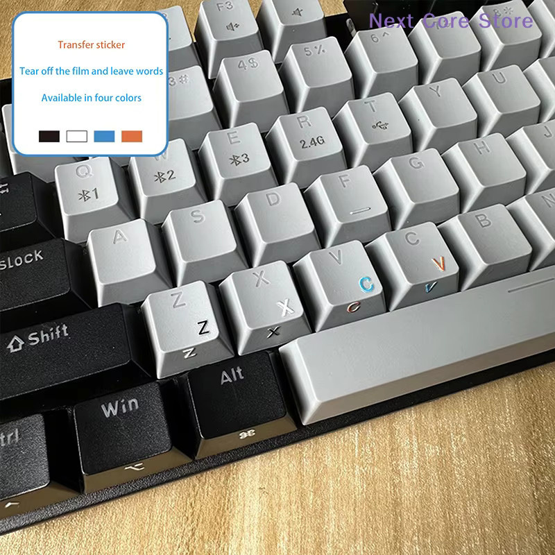 Universelle transparente Tastaturaufkleber für Desktop und Laptop mit deutscher Beschriftung inklusive Pinzette in Orange und Transparent - Bild 2