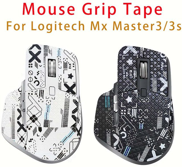 Logitech MX Master 3 3S Anti-Rutsch Maus Skates Aufkleber in Schwarz mit Eidechsen-Haut-Design - Bild 1