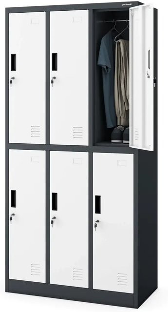 JAN NOWAK Umkleideschrank Spind IGOR mit 6 Abteilen, Anthrazit-Weiß, H x B x T: 185 x 90 x 45 cm - Bild 1