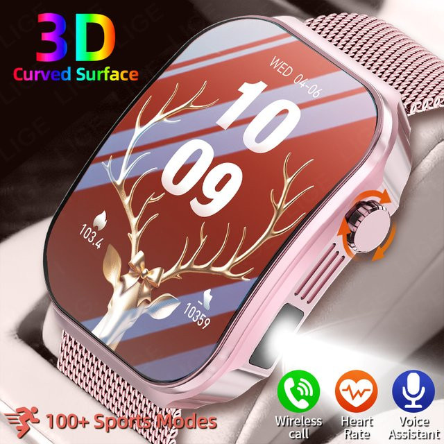 LIGE Smartwatch, Edelstahl, Roségold, 2,2 Zoll, Herren - Bild 1