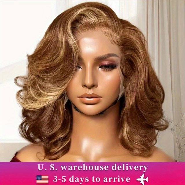 FIUMER Ombre Lace Front Perücke Echthaar, Körperwelle, 4/27, 200 % Dichte - Bild 1