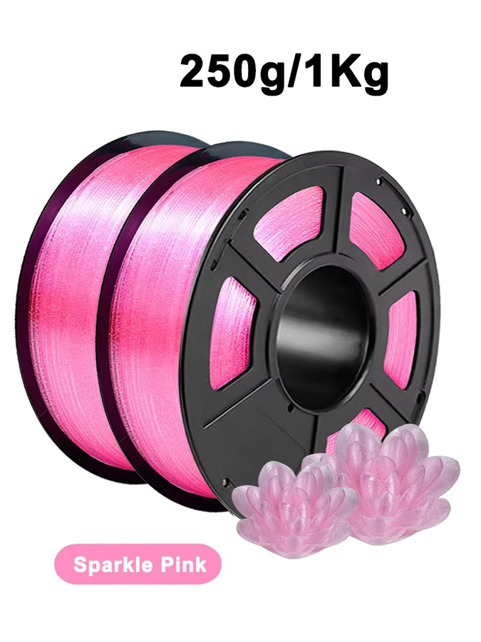 Transparentes rosa PLA-Filament für 3D-Drucker mit Kristall-Glitzer-Effekt, 1,75 mm, 1 kg - Bild 5