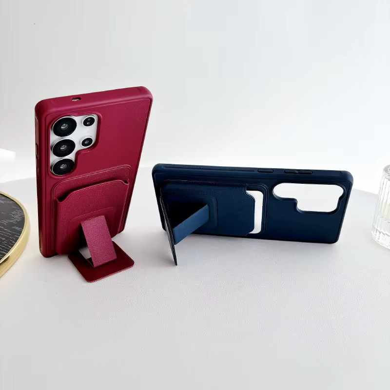 Samsung Handyhülle mit Kartenfach und Standfunktion für S25 S24 S23 S26 Ultra Plus FE A56 A55 A54 A36 A35 A17 A16 A15 in Rot - Bild 2
