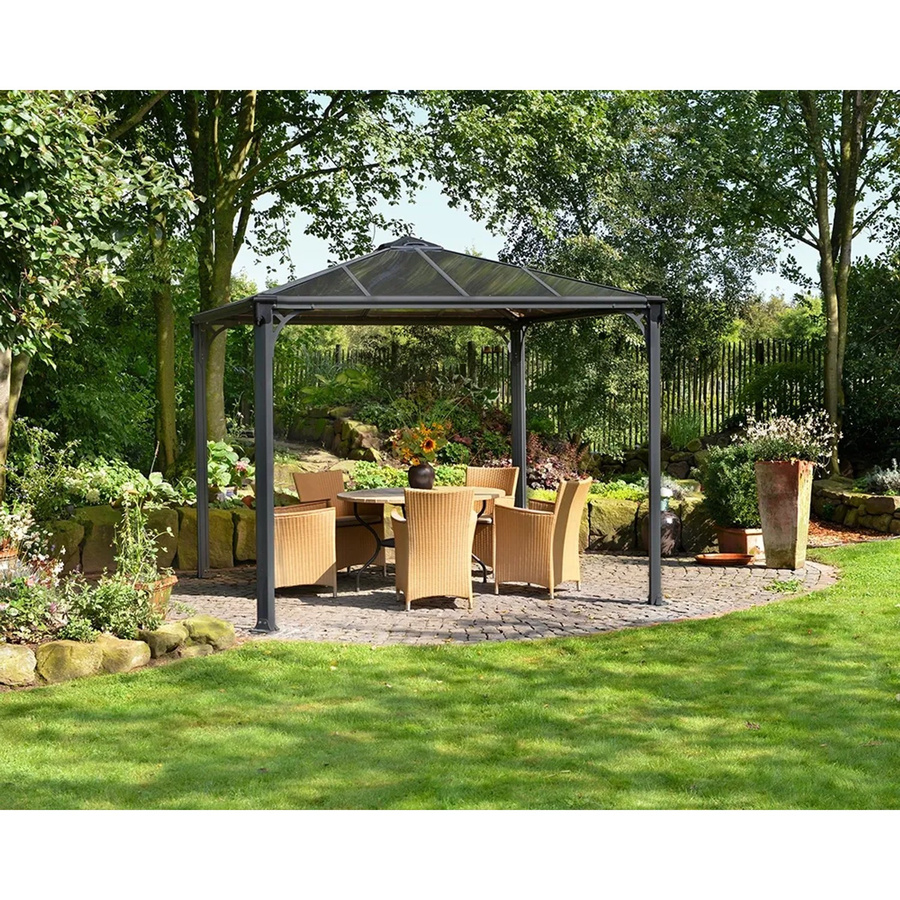 Palram - Canopia Palermo Gartenpavillon Anthrazit mit LED Set und Doppelstegplatten aus Aluminium B/T: 300 x 300 cm - Bild 2