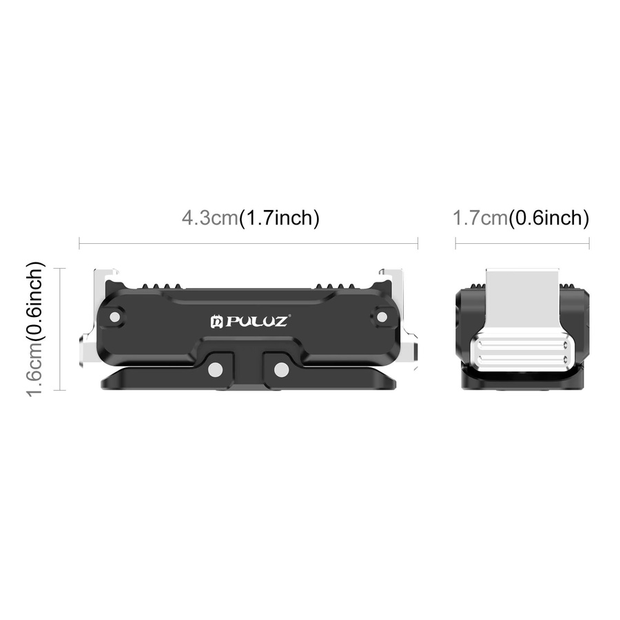 PULUZ Magnetische Basis-Halterung mit Schnellwechsel-Erweiterungsadapter und 1/4 Zoll Gewinde in Schwarz für DJI Osmo Nano und 360 II Action-Kameras - Bild 2