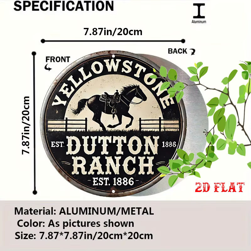 Brewin Home Cowboy Metallschild Yellowstone Pferde Wandkunst, rustikale Dekoration für Zuhause und Garage, Weiß, B: 7,8 cm, H: 19,8 cm - Bild 2