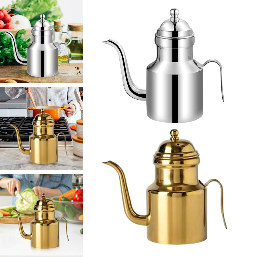 Serenable Olivenöl Spender Flasche aus Edelstahl in Silber mit Griff und Deckel, 0,31 l - Bild 2