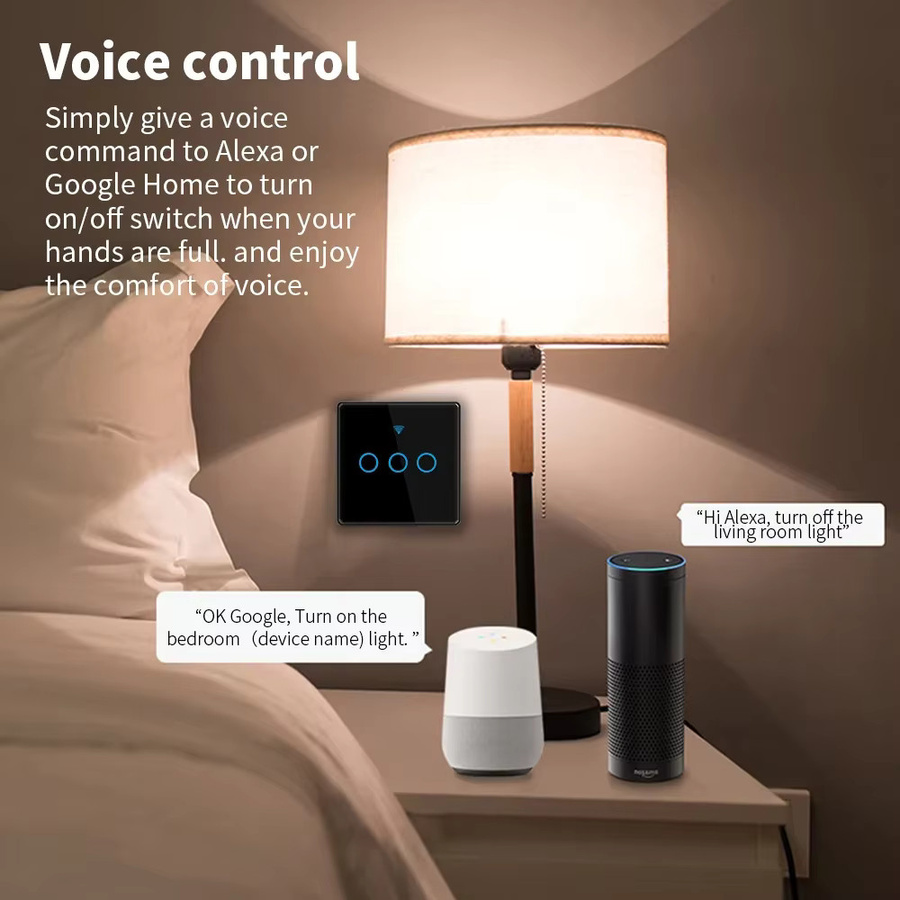 Tuya WiFi Smart Switch Touch-Panel aus Glas in Schwarz mit Alexa Sprachsteuerung - Bild 5