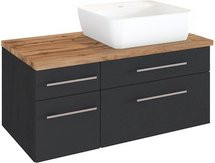 HELD MÖBEL Waschtisch-Set DAVOS in Grau und Weiß, 8-teilig, modern mit LED-Beleuchtung und Soft-Close-Türen - Bild 1