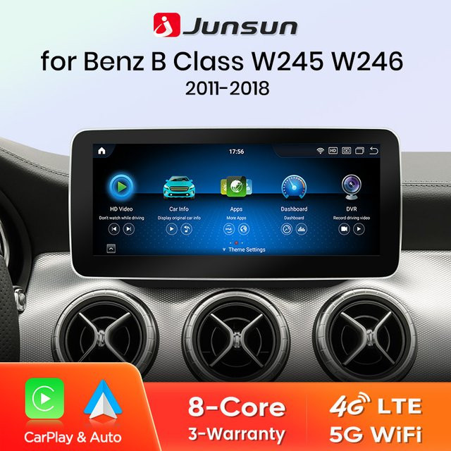 Junsun Autoradio mit Qualcomm 665 für Mercedes Benz B-Klasse W245 W246 (2011–2018) mit drahtlosem CarPlay, Android Auto, GPS und Wi-Fi in Schwarz - Bild 1