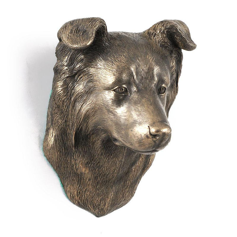 Art-Dog Border Collie Hundestatue als hängende Büste in Braun aus Kunstharz und Metall - Bild 5