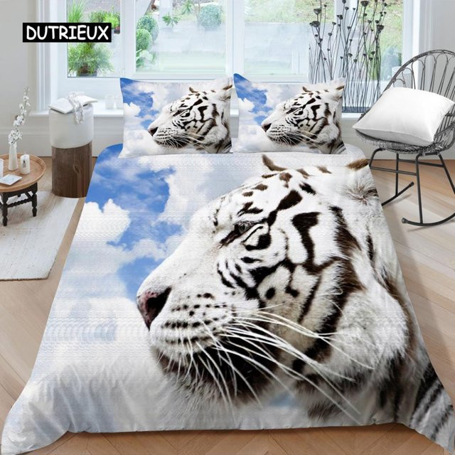 Binchi Outdoor Product 3D-Bettwäscheset mit Tiger-Aufdruck, Schwarz/Mehrfarbig, Material: Polyester und Mikrofaser, B/H: 135 x 200 cm - Bild 1