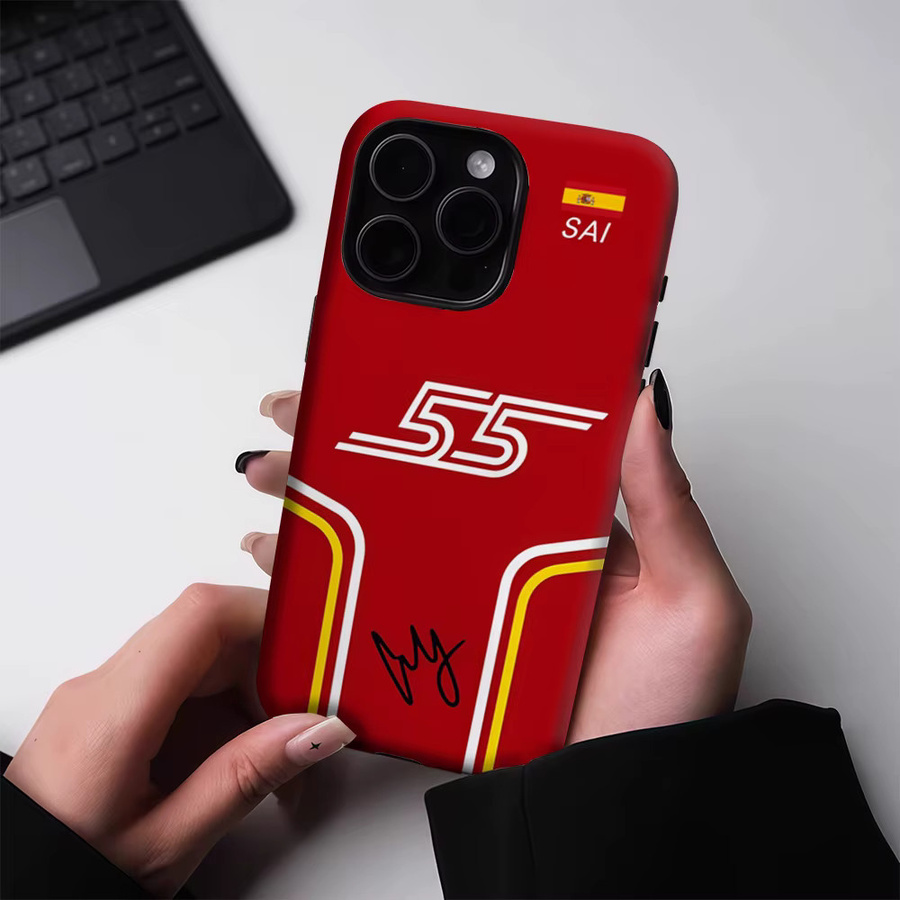 Robuste C-Carlos S-Sainz Handyhülle für iPhone 17 16 15 14 13 Pro Max Plus mit Magnetfunktion und doppelschichtigem Schutz in Rot - Bild 4