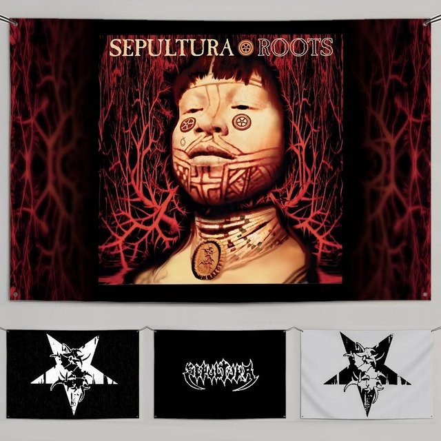 Sepultura Heavy Rock Band Flagge als dekorativer Wandbehang und Wandteppich für Outdoor und Indoor - Bild 1