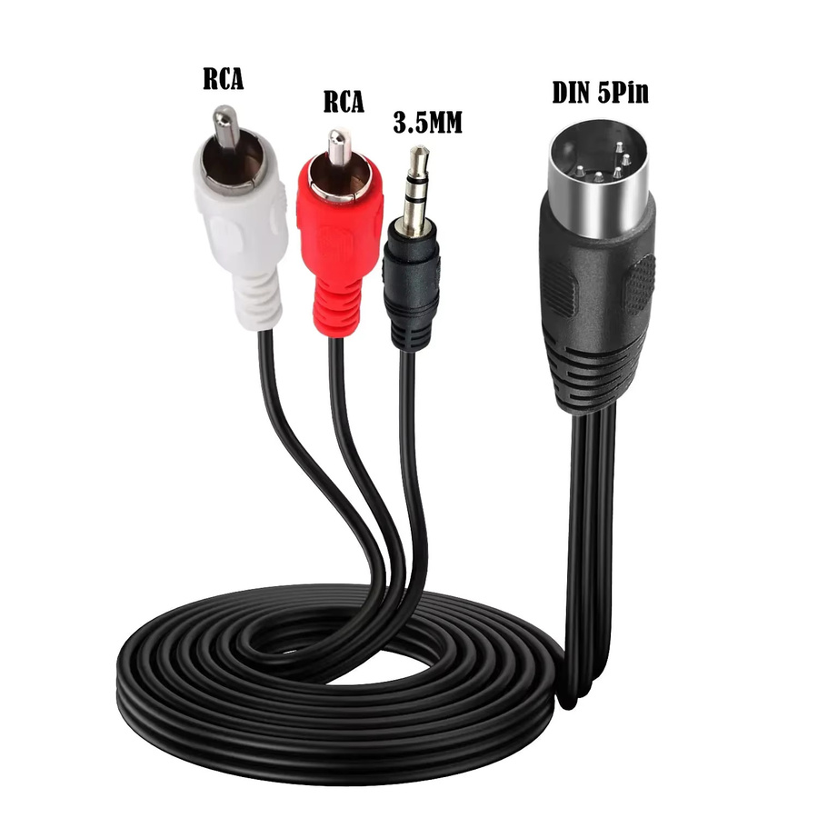 BSN Audiokabel Schwarz: 5-poliger DIN-Stecker auf 2 RCA-Stecker und 3,5 mm Klinke für Bang Olufsen, Naim und Quad Stereo-Systeme - Bild 2