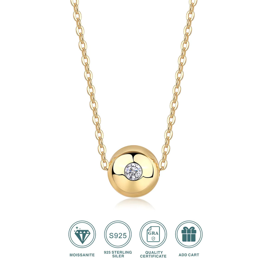 JIUZUAN Halskette, Moissanit, 925 Silber, Gold, Damen - Bild 1