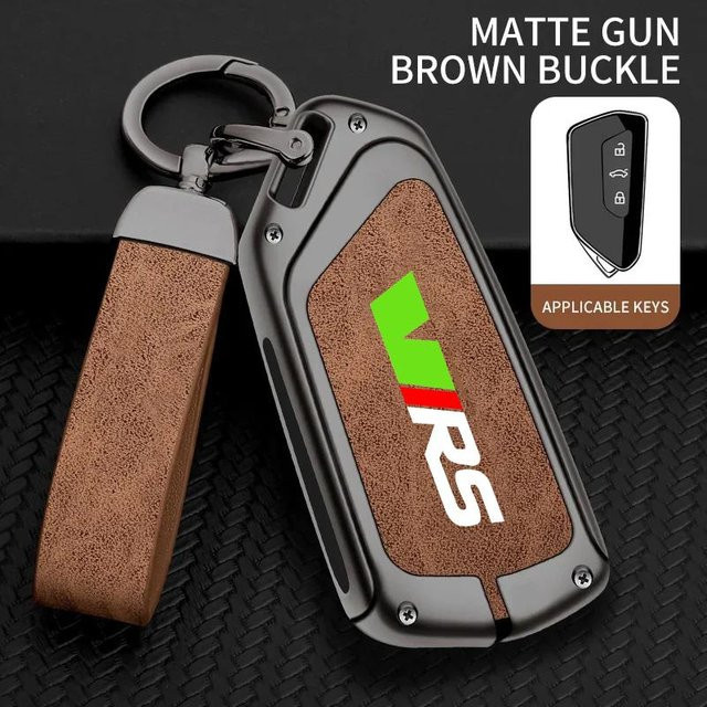 Skoda Smart Key Hülle aus Zinklegierung für Fernbedienung in Braun - Bild 1