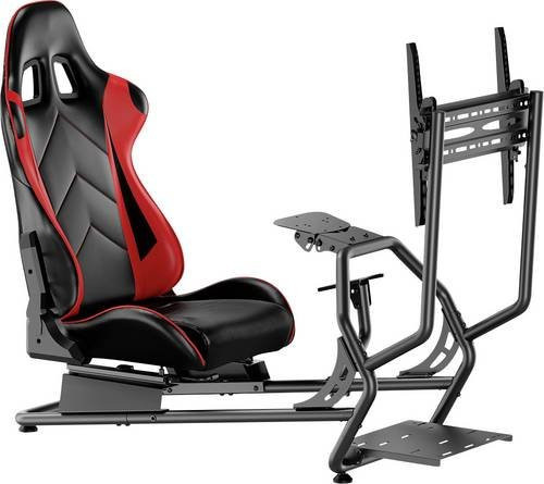 LogiLink EO0065 Gaming-Stuhl in Schwarz-Rot mit Kopfstütze und Armlehnen aus Kunstleder - Bild 1