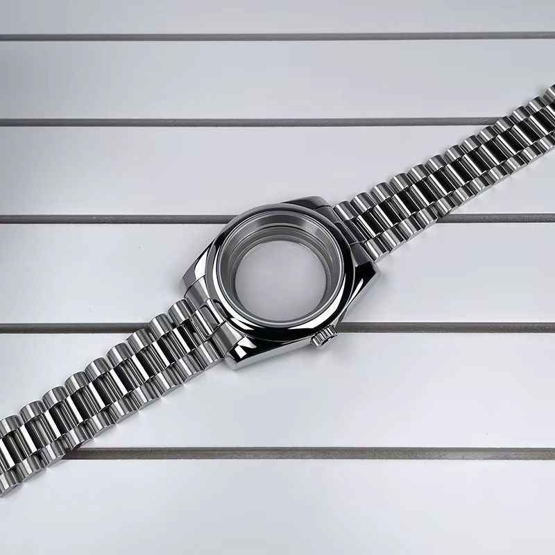 MACARLON Ersatzgehäuse, Edelstahl, 39 mm, Präsident Armband, Saphirglas, Silber, Unisex - Bild 2