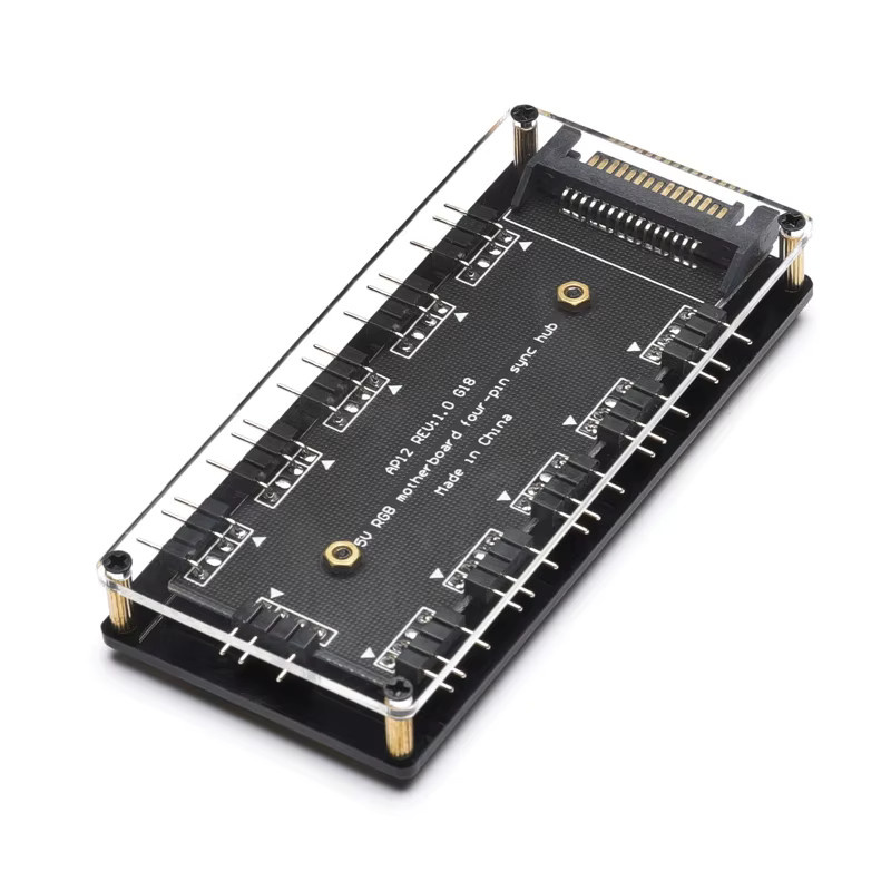 Flying Elephant RGB HUB Splitter 1-10 Verteiler für PC Gehäuselüfter und LED-Beleuchtung 5V 3Pin / 12V 4Pin in Schwarz - Bild 2