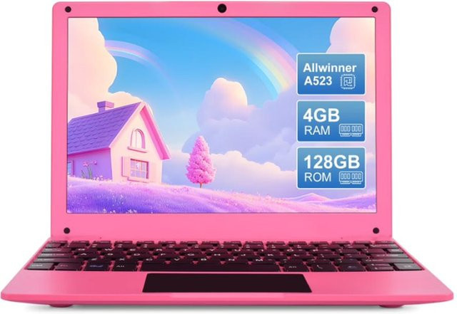 Tragbarer Mini-Laptop BDF mit Android 13.0, 10,1 Zoll HD IPS Display, Octa-Core Allwinner A523 CPU, 4 GB RAM, 128 GB EMMC, Rosa - Bild 1