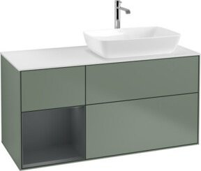 V&B Finion Waschtischunterschrank mit Wandbeleuchtung und Regal in lackierter Ausführung, Breite: 120 cm, Tiefe: 50,1 cm, Höhe: 50,1 cm - Bild 1