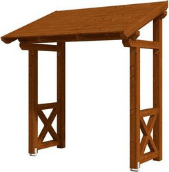 Skan Holz Haustür-Vordach Paderborn 4 aus nordischer Fichte in Nussbaum braun, Breite: 242 cm, Tiefe: 156 cm - Bild 1
