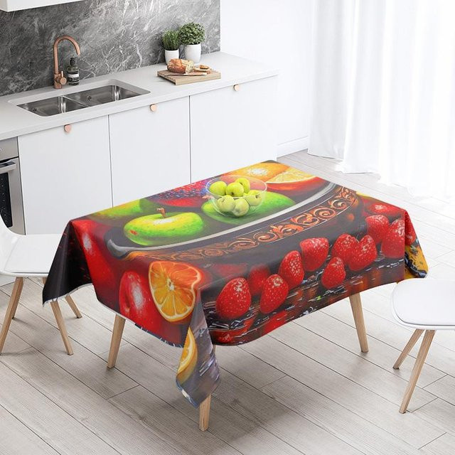 Wasserdichte Tischdecke von JINGYUE Pet mit Lebensmittelmotiv im modernen nordischen Stil, B/B: 100 x 145 cm, Mehrfarbig - Bild 1