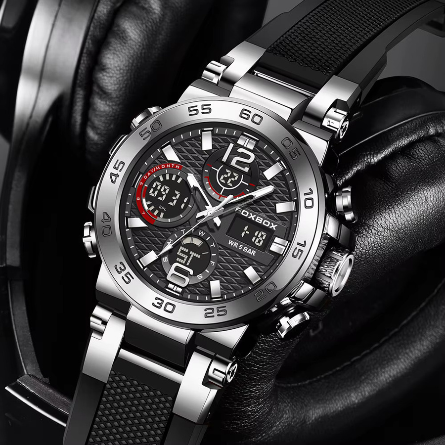 LIGE Armbanduhr, Quarz, Edelstahl, Schwarz, Herren - Bild 4