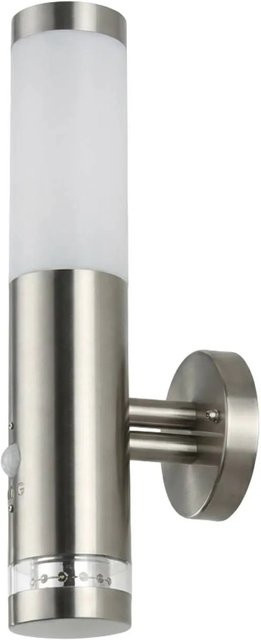 EASYLIGHT Außenleuchte mit Bewegungsmelder aus Edelstahl und Kunststoff in Silber und Weiß, Höhe: 34 cm, IP44, E27, modern - Bild 1
