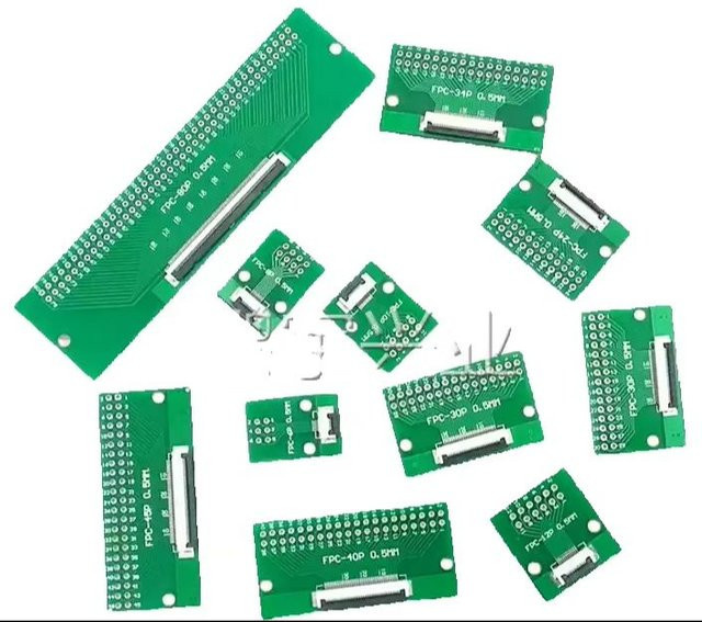 FPC/FFC Adapterplatine mit gelötetem Steckverbinder 2,54 mm in Grün für 0,5 mm und 1,0 mm Pitch mit verschiedenen Pin-Optionen - Bild 1