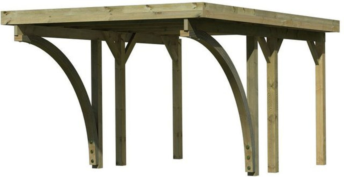 KARIBU Einzelcarport Classic 1 Variante C mit zwei Einfahrtsbögen, B/T: 273 x 284,5 cm, natur-gruen - Bild 2