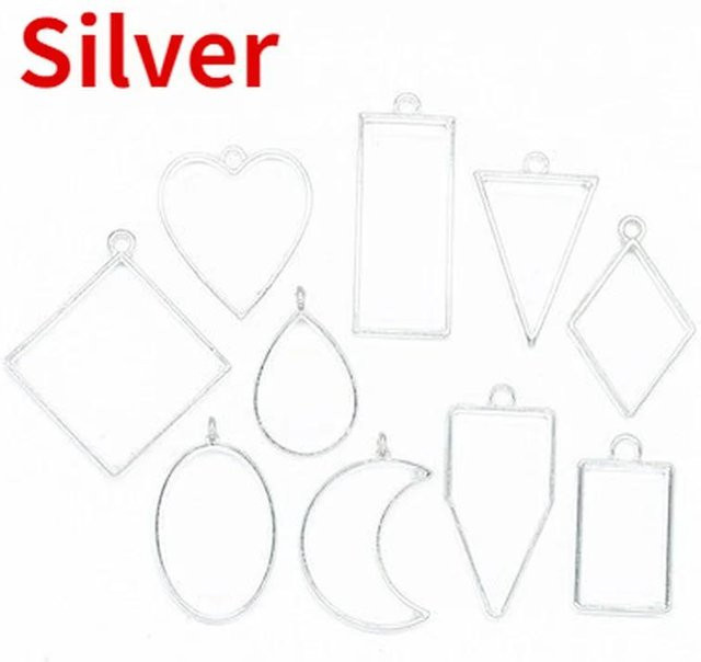 Geometrische Metallanhänger-Rahmen, silber, Unisex - Bild 1