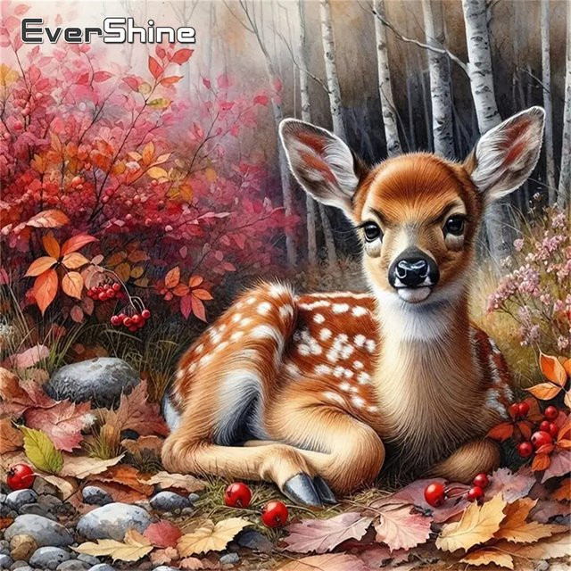 EverShine 5D DIY Diamant Stickerei Hirsch Tier Mosaik Set in Multicolour mit Herbstmotiv - Bild 1