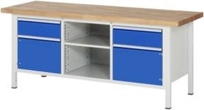 Rau Werkbank 8561A2 mit 2 Schubladen und 2 Türen, B/T/H: 200 x 70 x 84 cm, Mehrfarbig - Bild 1