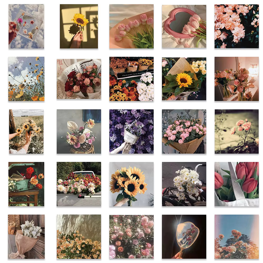 Charile Retro Künstlerische Blumen-Aufkleber, Cartoon Ästhetische Landschafts-Sticker, multicolor - Bild 4