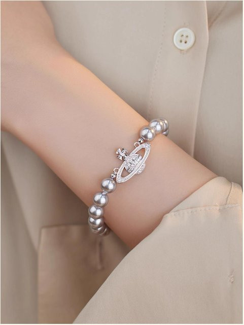 Armband, Perle, Diamant, Grau, Damen - Bild 1