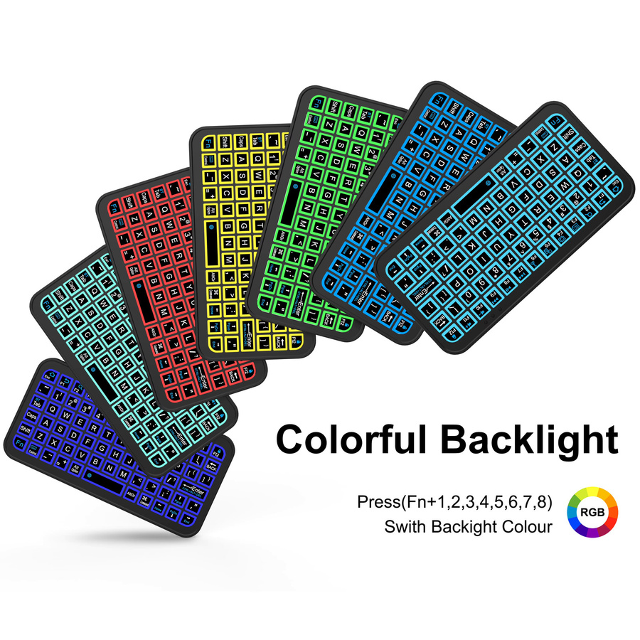 Kebidumei Mini RGB Bluetooth-Tastatur mit Hintergrundbeleuchtung, wiederaufladbare drahtlose Tastatur für PC, Tablet, Laptop, iPad, iOS, Android und MacBook, Schwarz - Bild 4