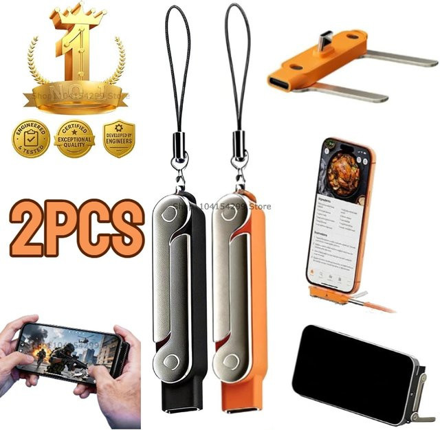 Faltbarer Ladekabelhalter mit integriertem Telefonständer und 240W USB-C Flachladegerät in Orange - Bild 1