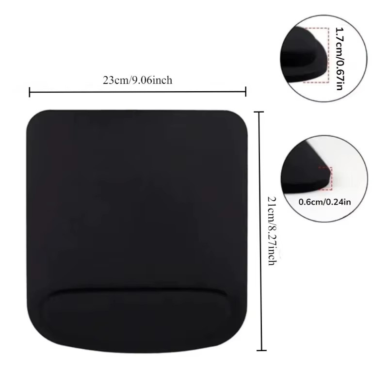 Ergonomisches Mauspad mit Handgelenkpolster für Gaming und Büro in Schwarz und Grau - Bild 3