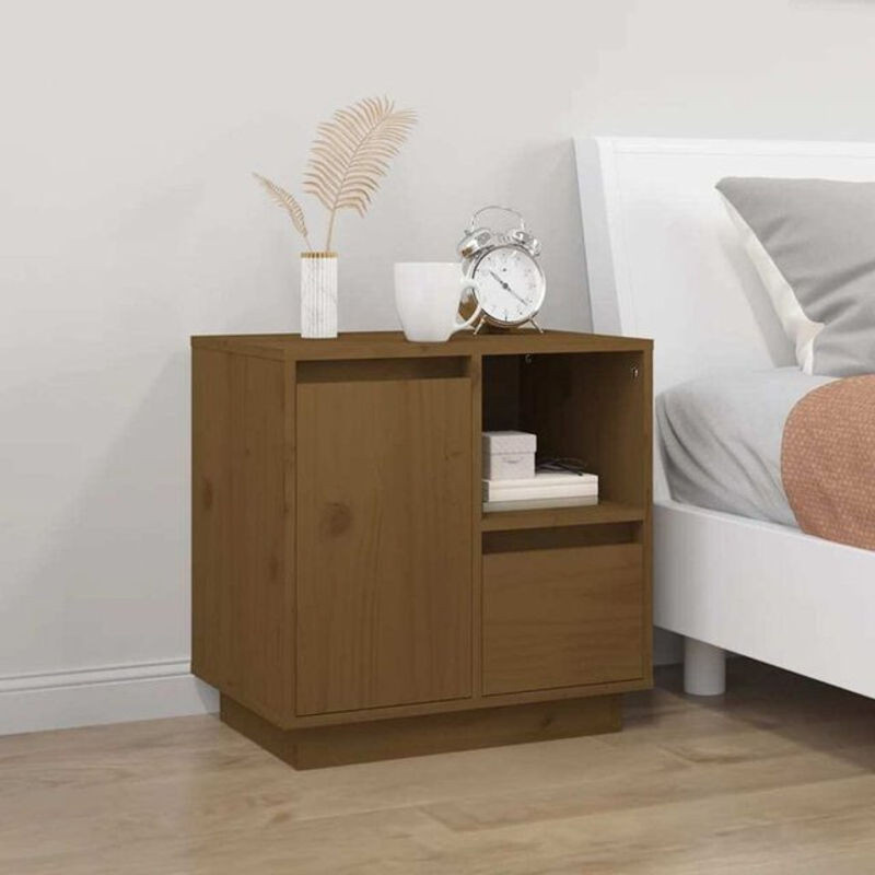 Vidaxl Nachttisch aus Massivholz Kiefer in Braun im Landhausstil, B/T/H: 50 x 34 x 50 cm - Bild 1