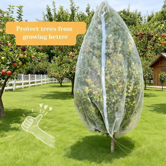 Extra dickes Gartennetz aus weißem PE-Material als Insekten- und Vogelschutz für Obst, Zitrusfrüchte und Blumen mit Kordelzug und Reißverschluss - Bild 1