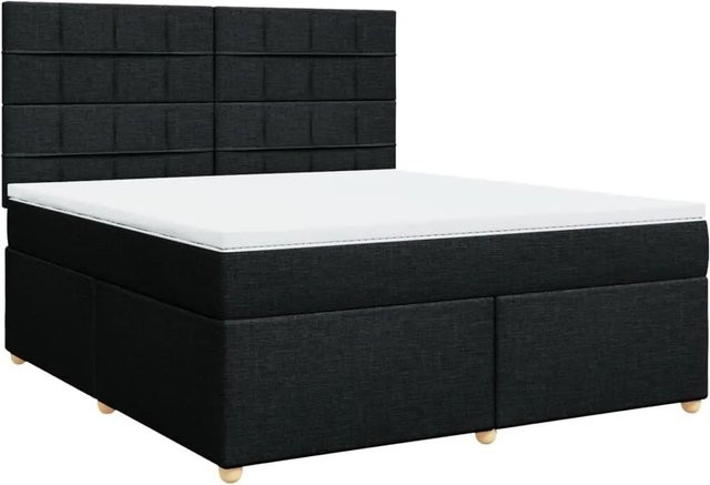 vidaXL Boxspringbett mit Matratze Schwarz, Hybrid-Bett mit USB-Ladeport und Unterbettbeleuchtung, B/T: 180 x 200 cm - Bild 1