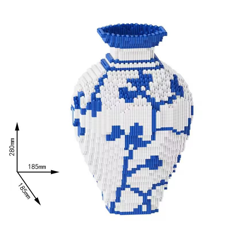 Airun Chinesischer Stil Porzellanvase Puzzle Baustein Blau-Weiß ab 3 Jahren - Bild 2