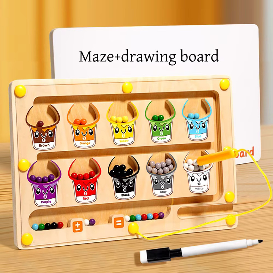 BizyKoady Magnetisches Farb- und Zahlenlabyrinth aus Holz, 2-in-1, Montessori-Spielzeug - Bild 2