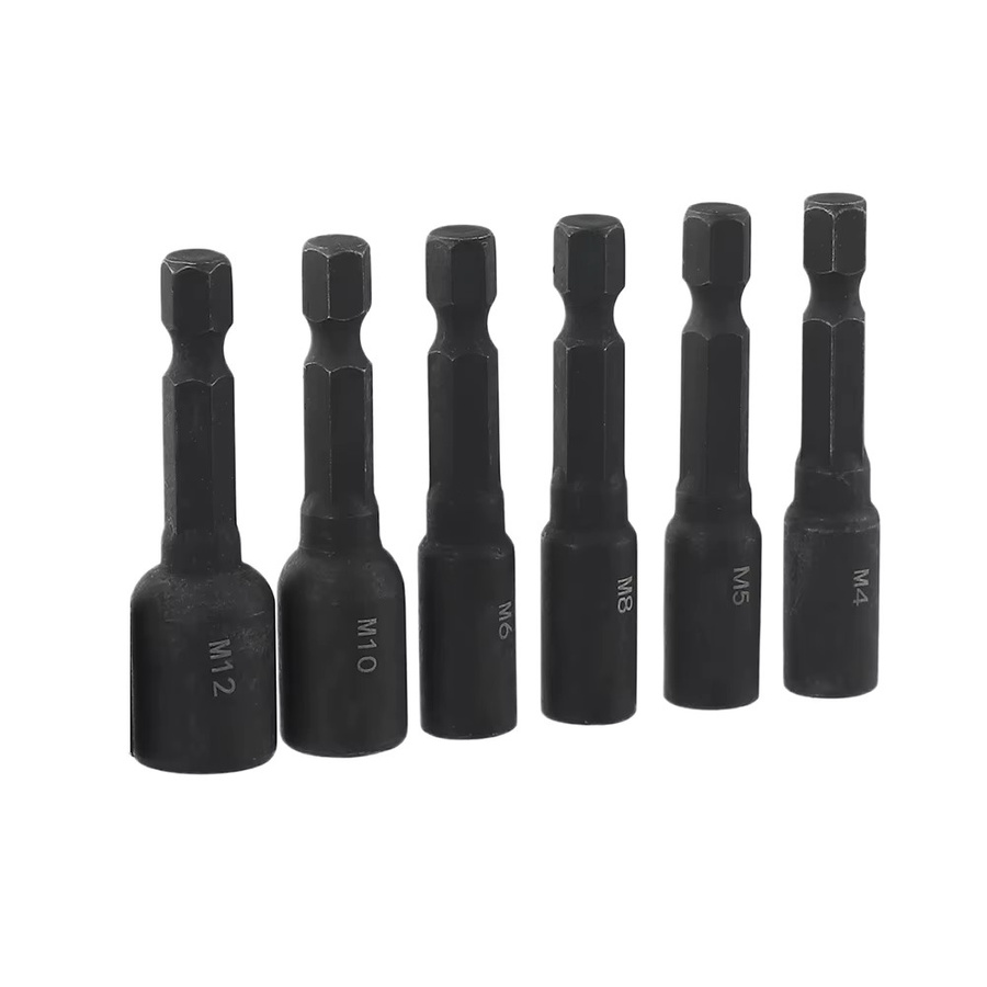 DAZZLEEX Tap Buchse Adapter Set 6-teilig Schwarz 4-12mm mit 1/4 Zoll Hex Schaft für DIY Projekte - Bild 2