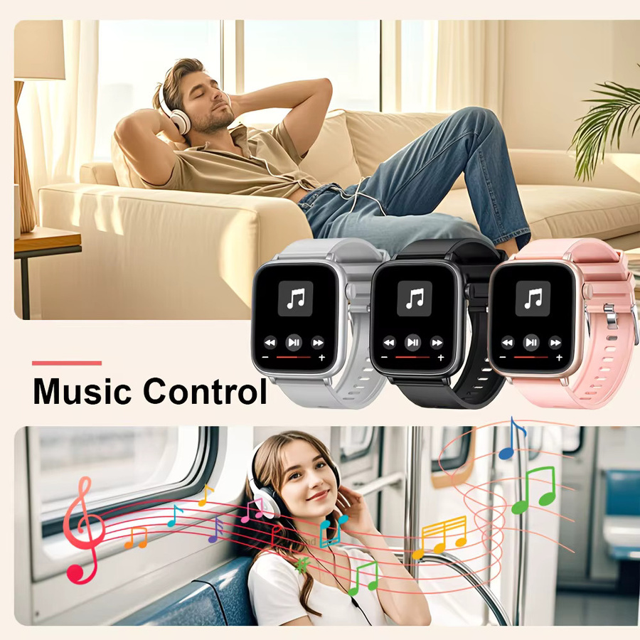 LAXASFIT Smartwatch IP68 Wasserdicht in Schwarz mit Bluetooth-Anruf und Herzfrequenz-, Blutdruck- sowie Blutsauerstoffmessung - Bild 5