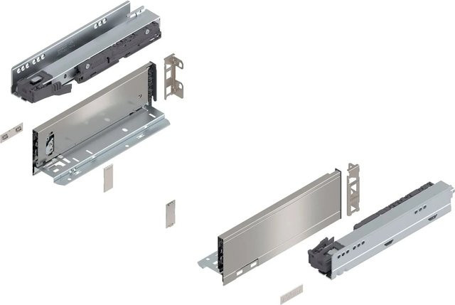 Blum Legrabox Pure Set Schubladenauszug Tip-On Vollauszug, Farbe: Silber, Material: Edelstahl gebürstet, Tiefe: 270 mm, Tragkraft: 40 kg, 1 Paar - Bild 1